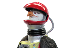 animatronic eagle spacesuit puppet for film on set puppetry
