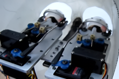 animatronic robotic eyes showing servos and mechanisms and CNC aluminum and realistic artificial eyes with realistic veins