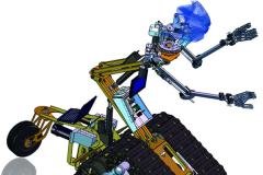 CAD drawing for huge robot showing extreme detail of all mechanisms including huge electric actuators nd main control panel using CFD to predict thermal air cooling