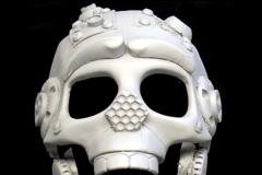 beatbox robot animatronic composite skull and mouth stylized to look steampunk shown here before painting and mechanics have been installed