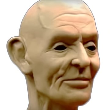 Early-stage Abraham Lincoln animatronic head sculpture in Chavant NSP clay: smooth, featureless face with no beard or eyebrows, detailed cheekbones, nose, and lips—pre-molding prototype for hyper-realistic robotic figure